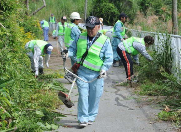 南城市商工会の皆さんのご協力で沖縄のみち自転車道を草刈り