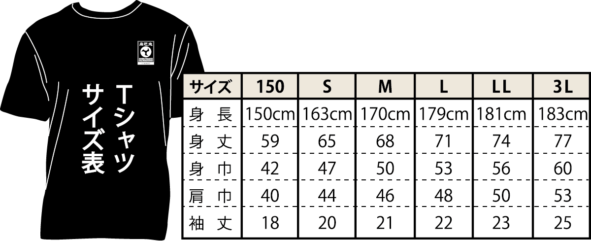 尚巴志ハーフマラソン Tシャツ サイズ表